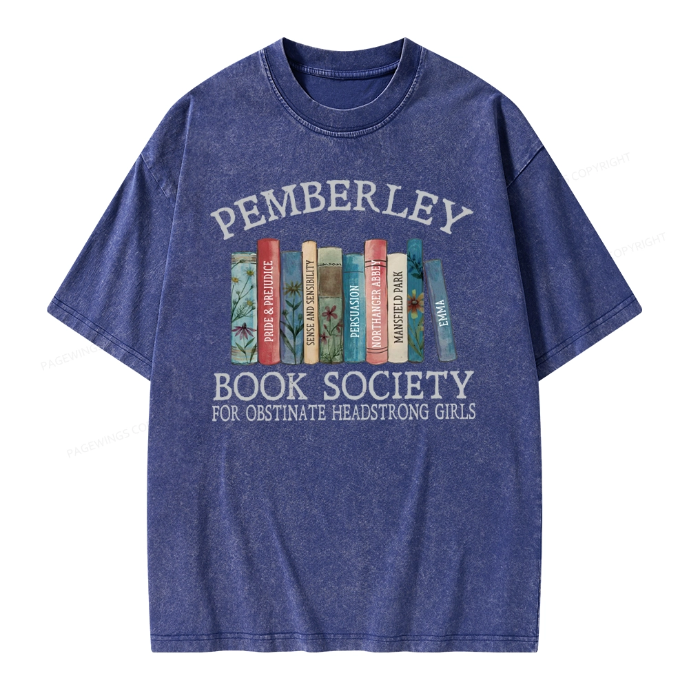 Pagewings Pemberley Book Society Unisex Washed T-shirt