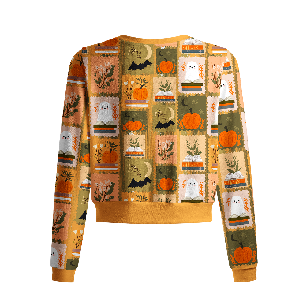 Pagewings Ghosts Love Reading Crew Neck Cardigan Sweaters