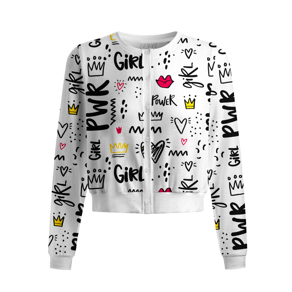 Pagewings Female Power Crew Neck Cardigan Sweaters