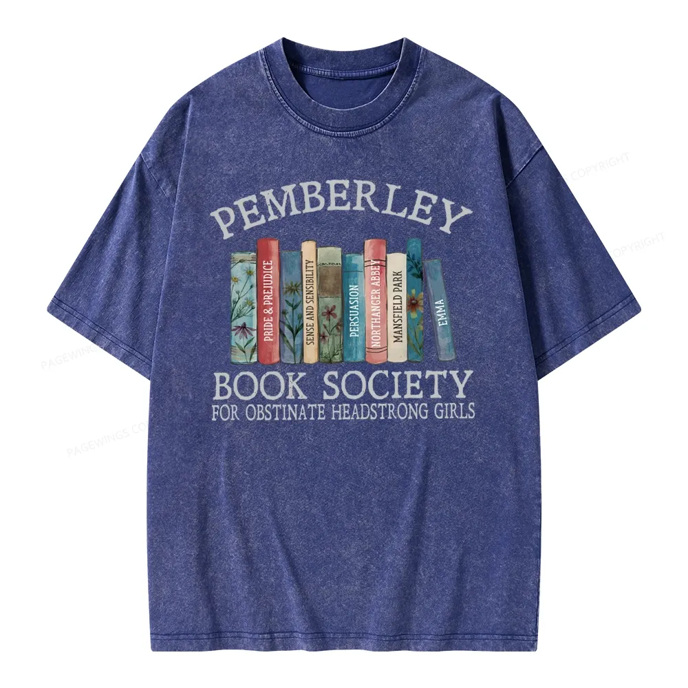 Pagewings Pemberley Book Society Unisex Washed T-shirt