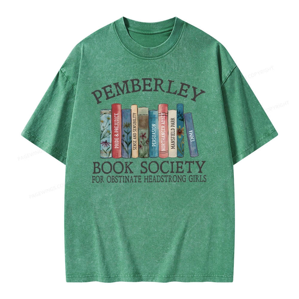 Pagewings Pemberley Book Society Unisex Washed T-shirt