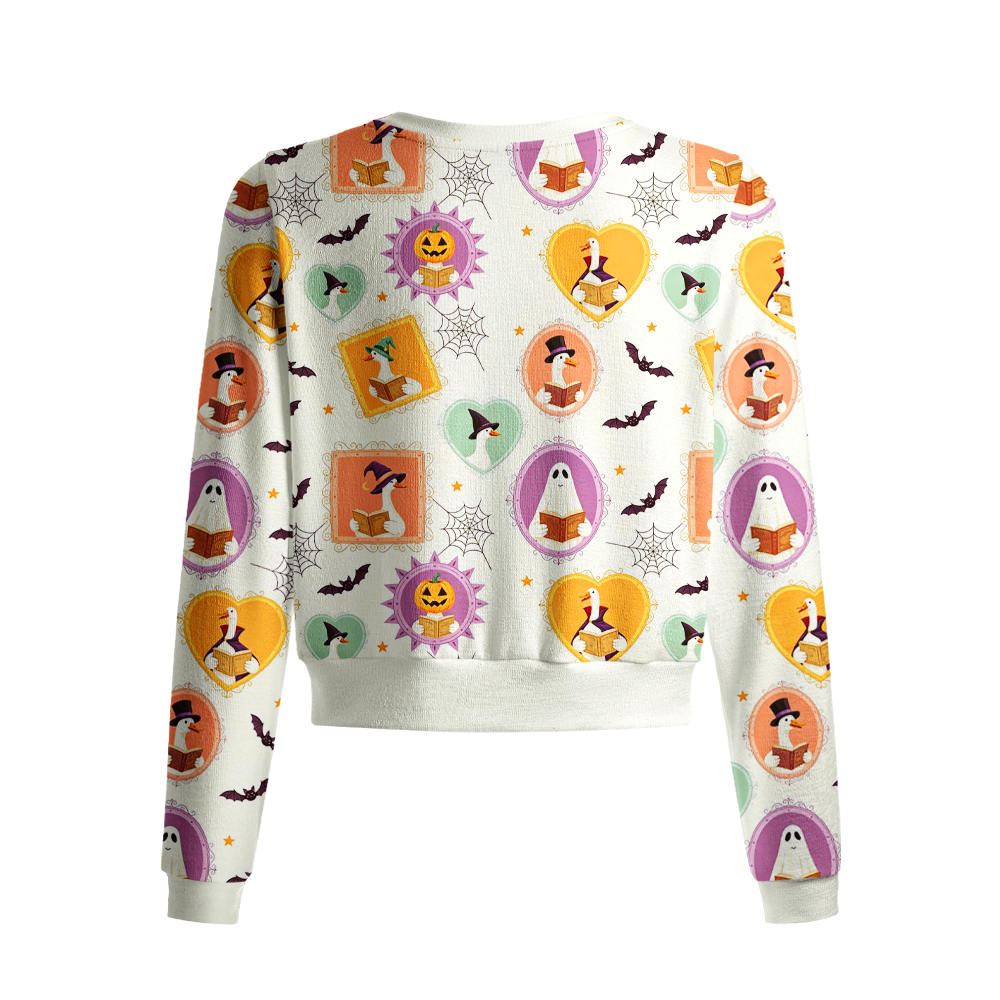 Pagewings Ghosts Love Reading Crew Neck Cardigan Sweaters