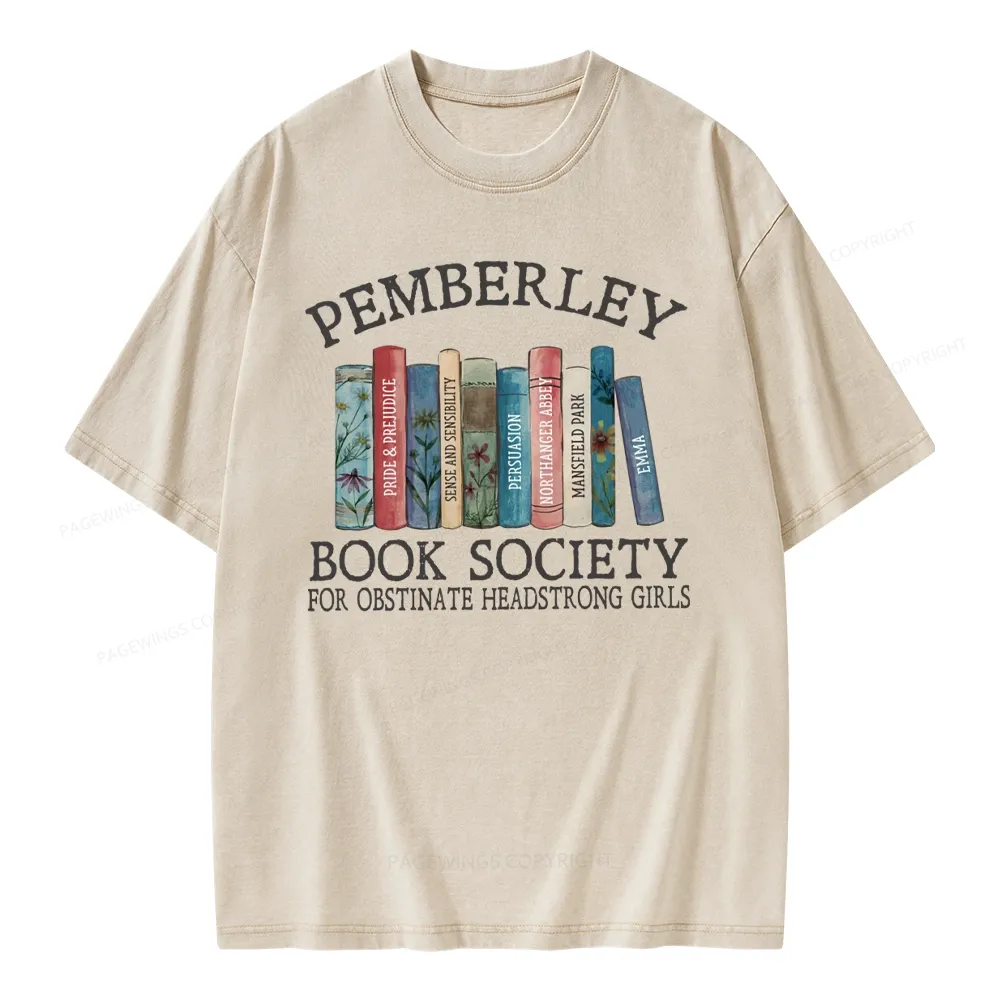 Pagewings Pemberley Book Society Unisex Washed T-shirt