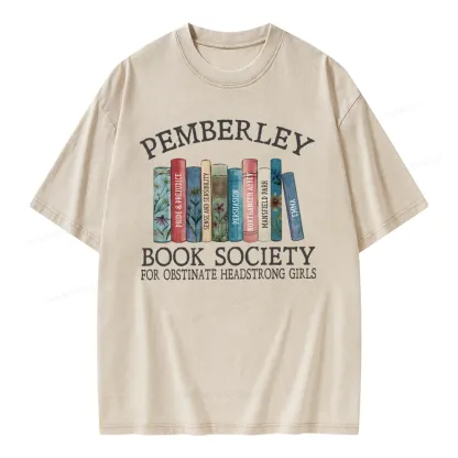 Pagewings Pemberley Book Society Unisex Washed T-shirt