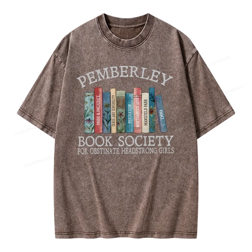 Pagewings Pemberley Book Society Unisex Washed T-shirt