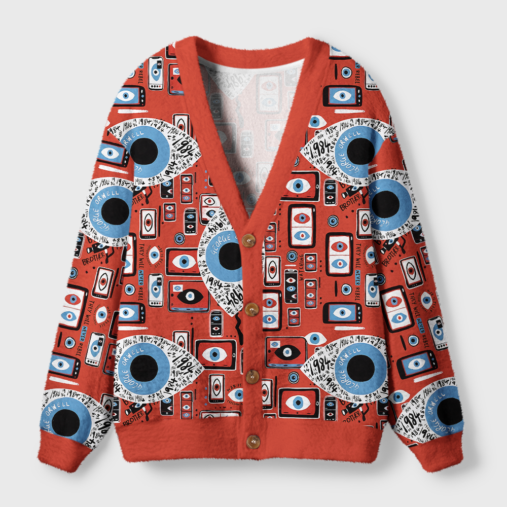 Pagewings Make Orwell Fiction Again Light Knit Unisex Cardigan Sweaters