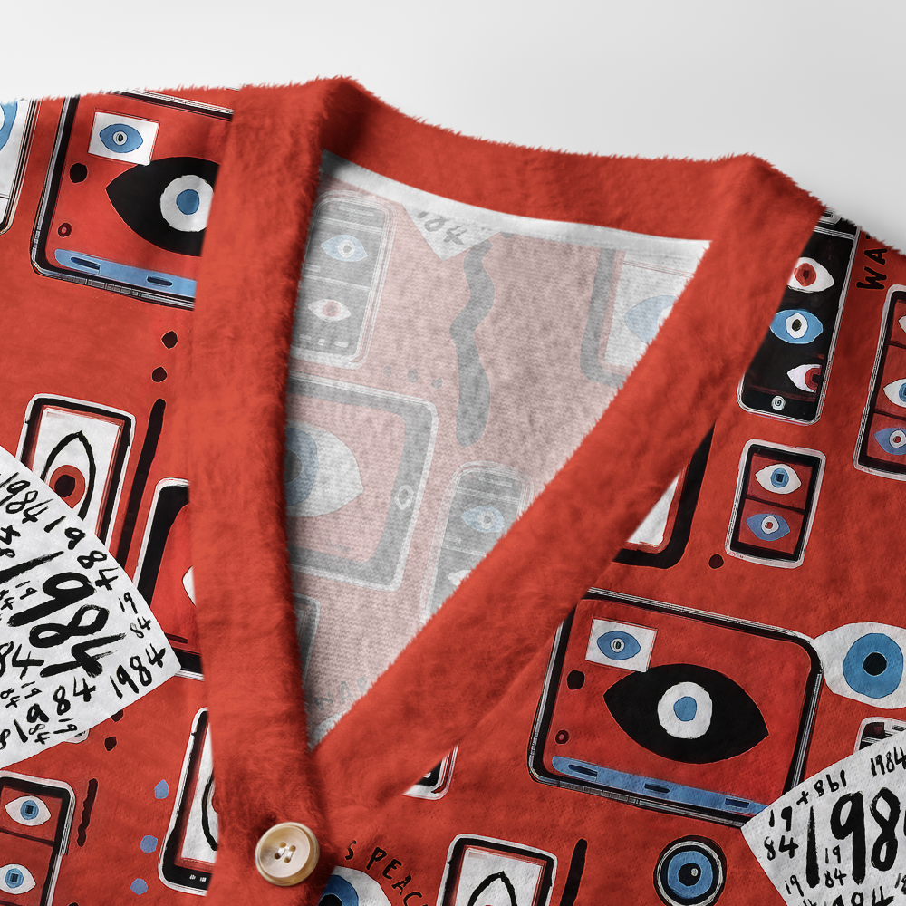 Pagewings Make Orwell Fiction Again Light Knit Unisex Cardigan Sweaters