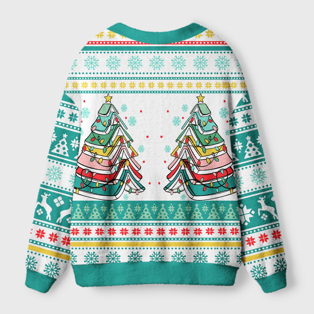 Pagewings Books Of The Christmas Tree Light Knit Unisex Cardigan Sweaters