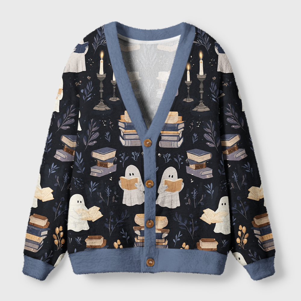 Pagewings Ghost Reading Light Knit Unisex Cardigan Sweaters