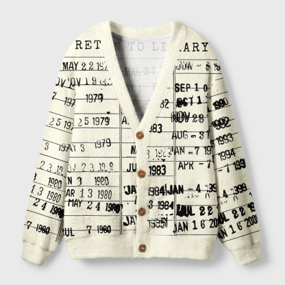 Pagewings Library Card Light Knit Unisex Cardigan Sweaters
