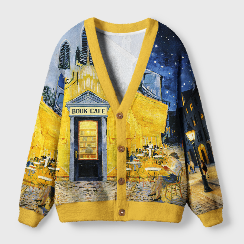 Pagewings Book Cafe Light Knit Unisex Cardigan Sweaters