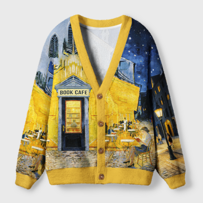 Pagewings Book Cafe Light Knit Unisex Cardigan Sweaters