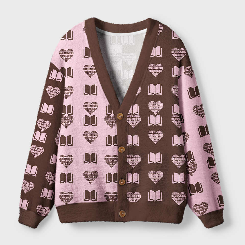 Pagewings Shelf Love This Valentine’s Day Light Knit Unisex Cardigan Sweaters