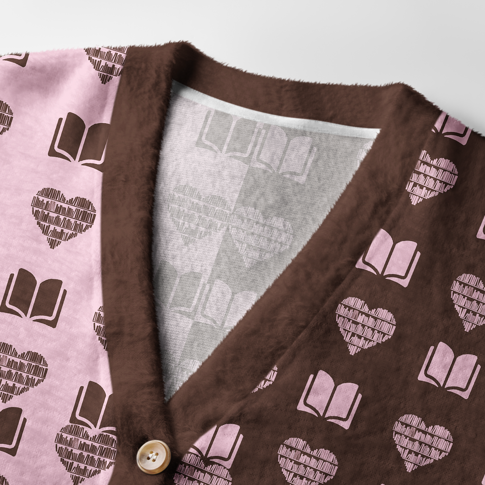 Pagewings Shelf Love This Valentine’s Day Light Knit Unisex Cardigan Sweaters