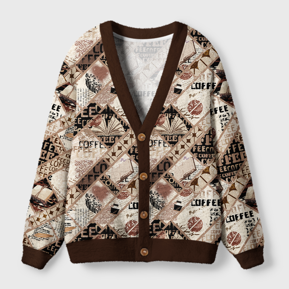 Pagewings Coffee And Books Light Knit Unisex Cardigan Sweaters