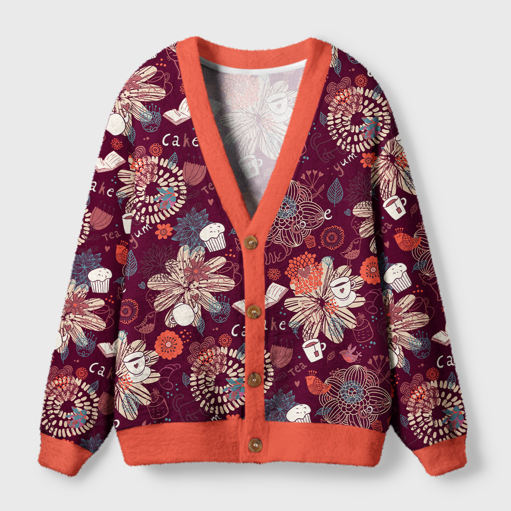 Pagewings Cakes And Books Light Knit UnisexCardigan Sweaters