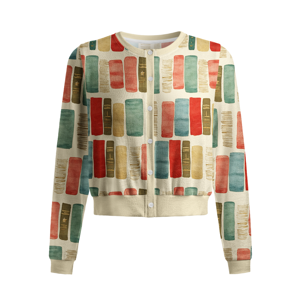 Pagewings Bookish Vibe Crew Neck Cardigan Sweaters