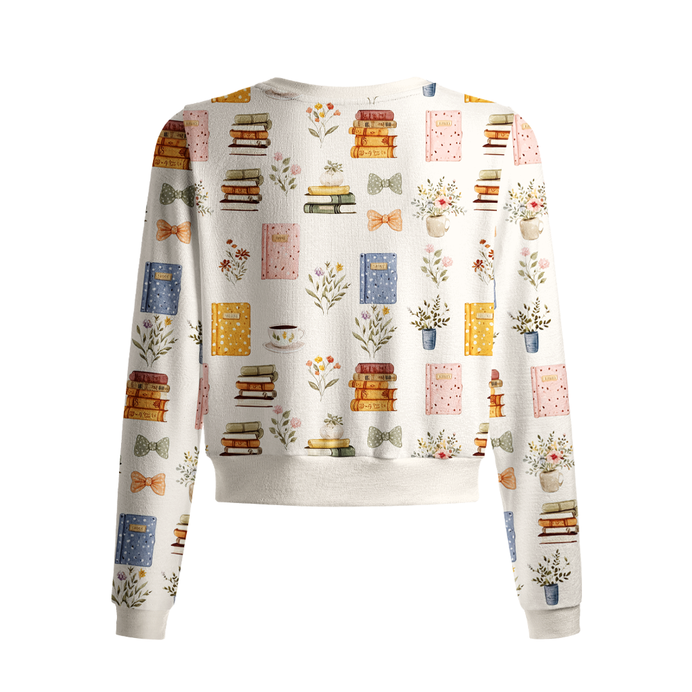 Pagewings Bookish Vibe Crew Neck Cardigan Sweaters