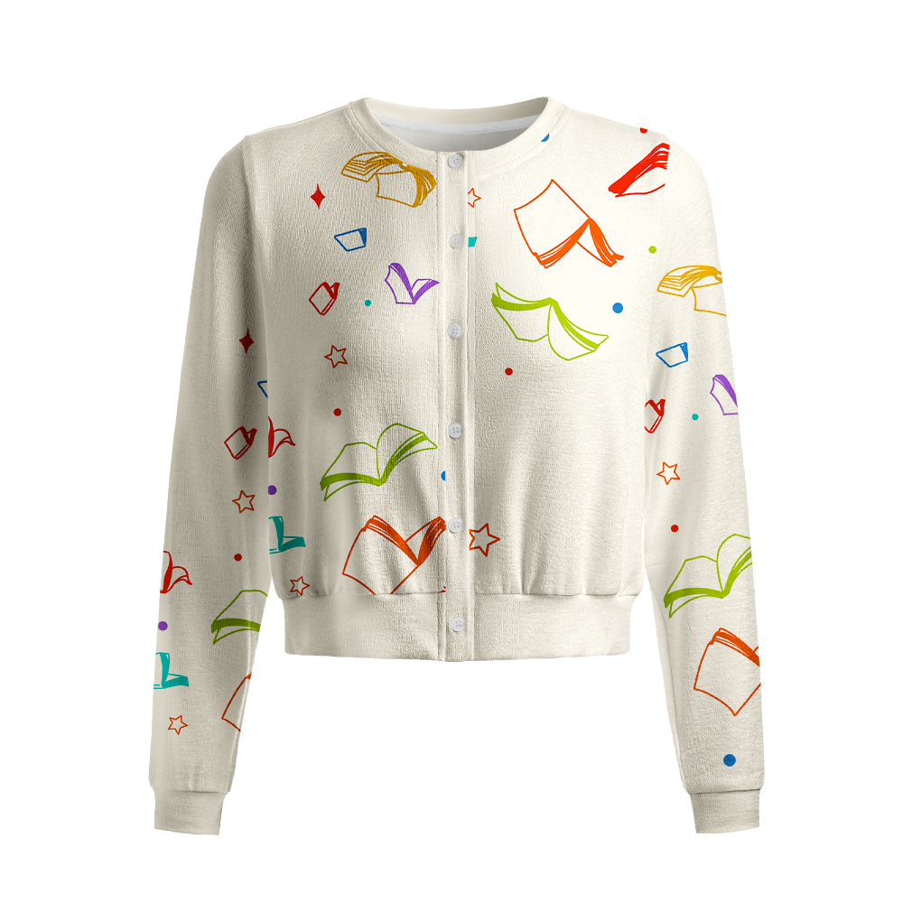Pagewings Bookish Vibe Crew Neck Cardigan Sweaters