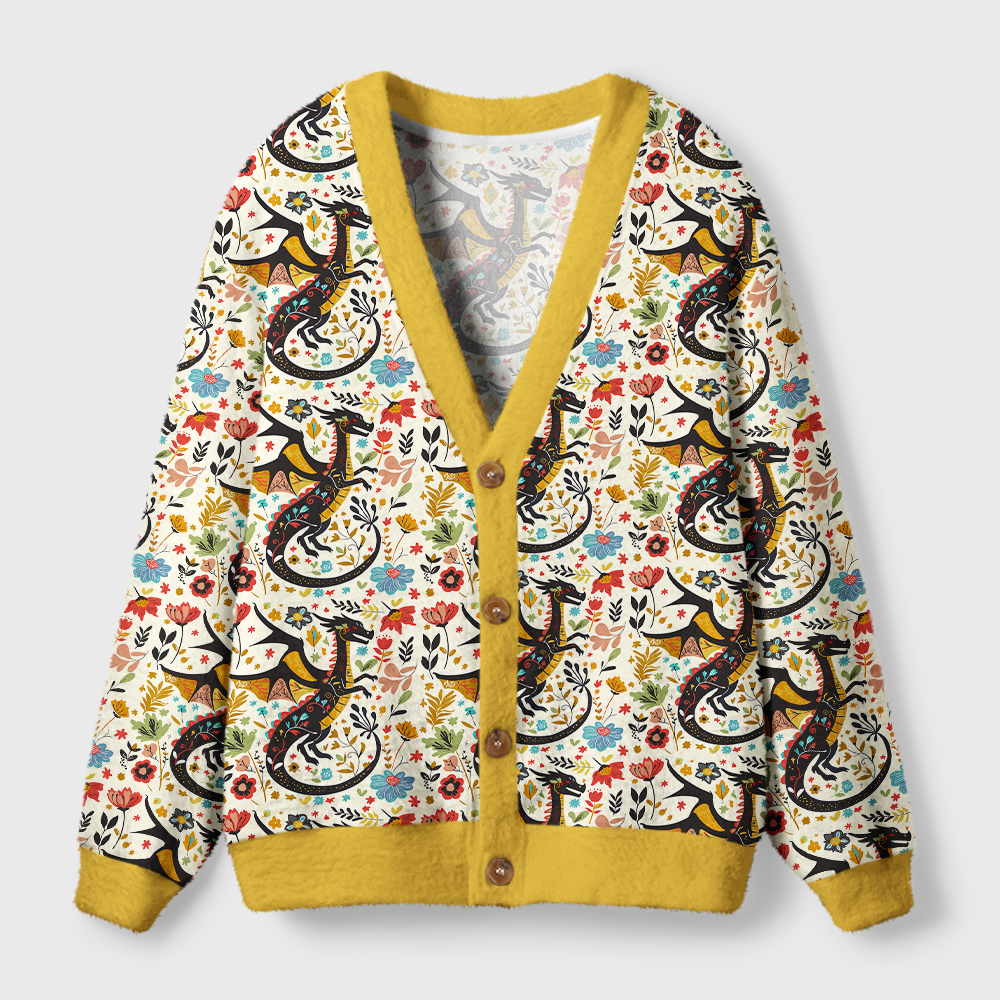 Pagewings Book Dragon Light Knit Unisex Cardigan Sweaters