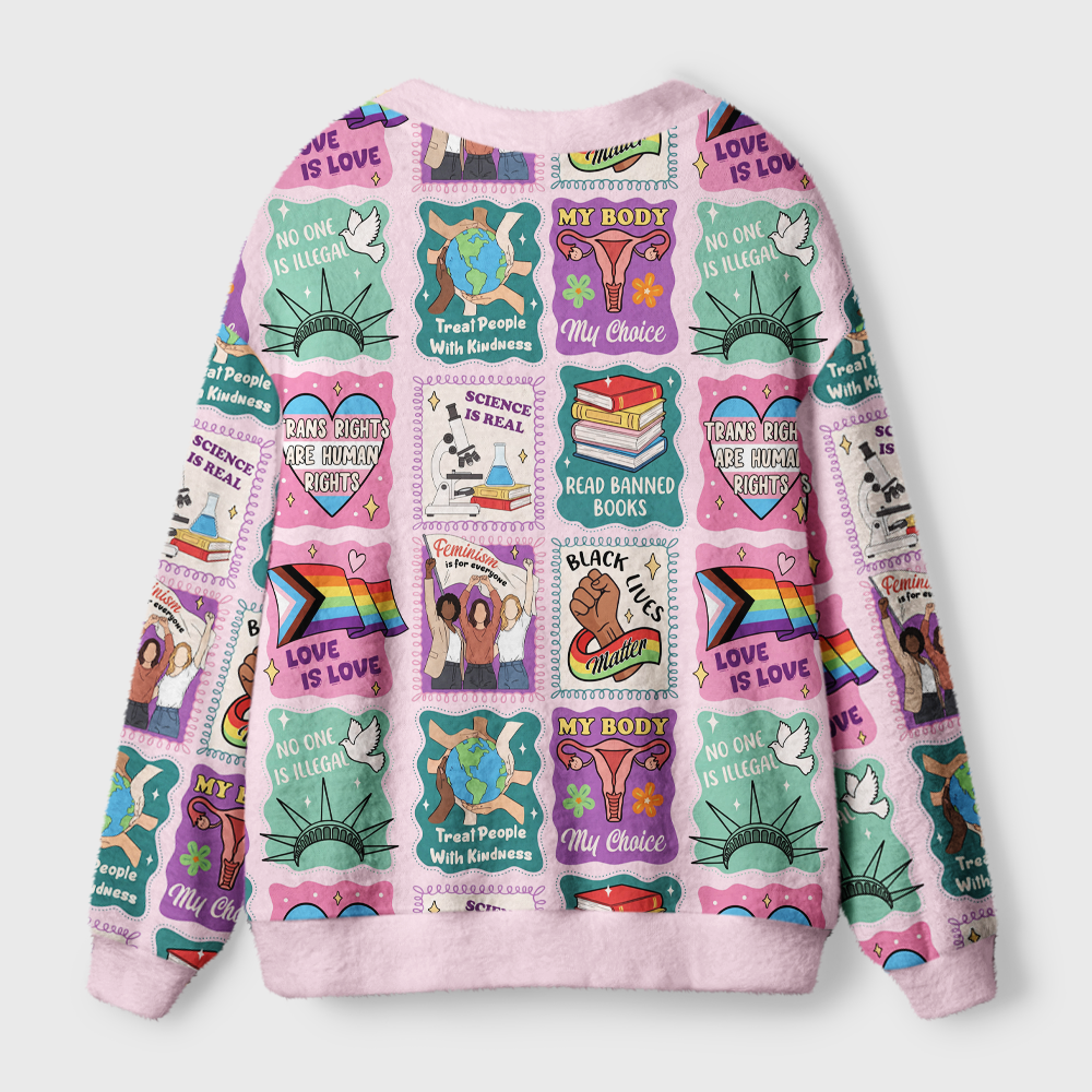 Pagewings Big Fan Of Human Rights Light Knit Unisex Cardigan Sweaters