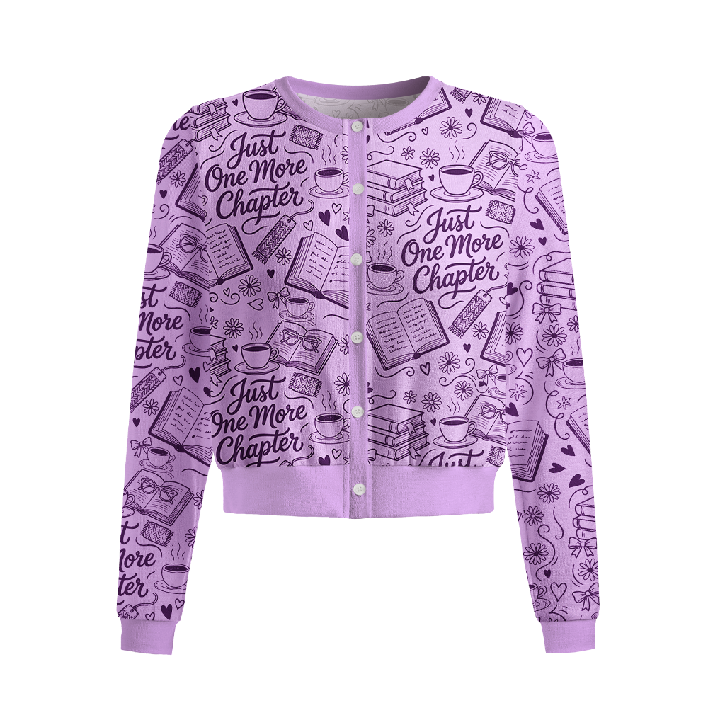 Pagewings Just One More Chapter Crew Neck Cardigan Sweaters