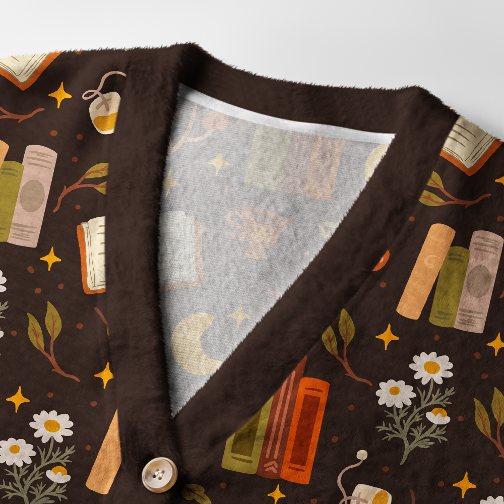 Pagewings Cozy Autumn Reading Light Knit Unisex Cardigan Sweaters