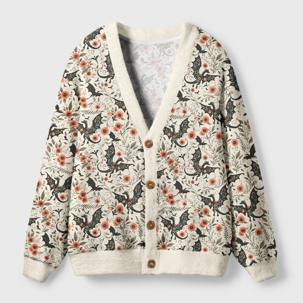 Pagewings Book Dragon Light Knit Unisex Cardigan Sweaters