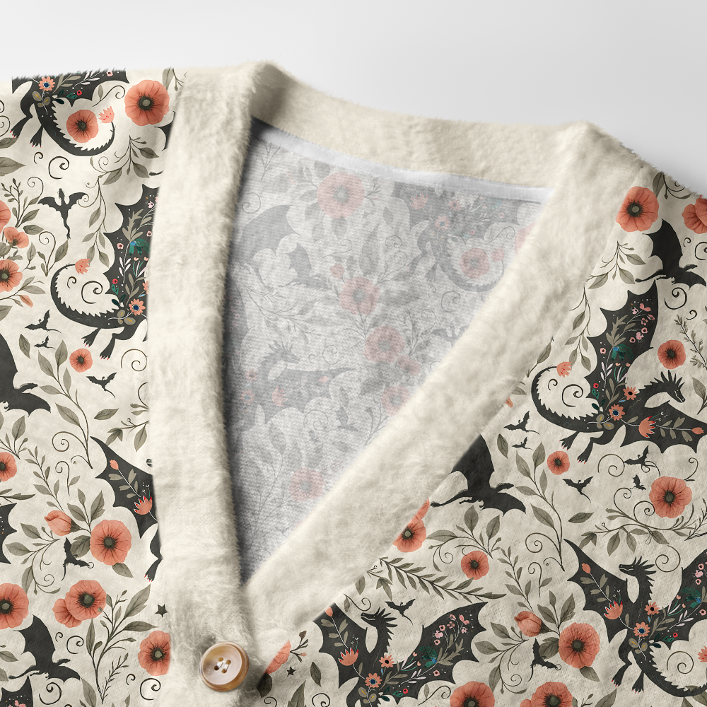 Pagewings Book Dragon Light Knit Unisex Cardigan Sweaters