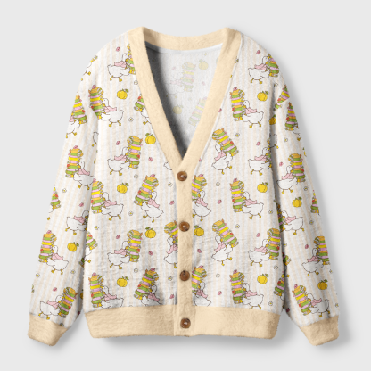 Pagewings Silly Goose Reading Club Light Knit Unisex Cardigan Sweaters