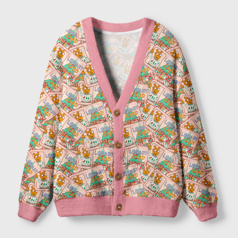 Pagewings Library Card Light Knit Unisex Cardigan Sweaters
