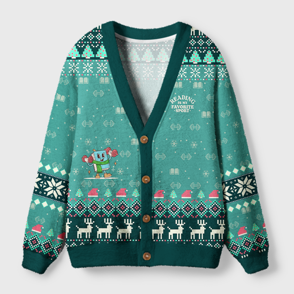 Pagewings Reading Is My Favorite Sport Light Knit Unisex Cardigan Sweaters