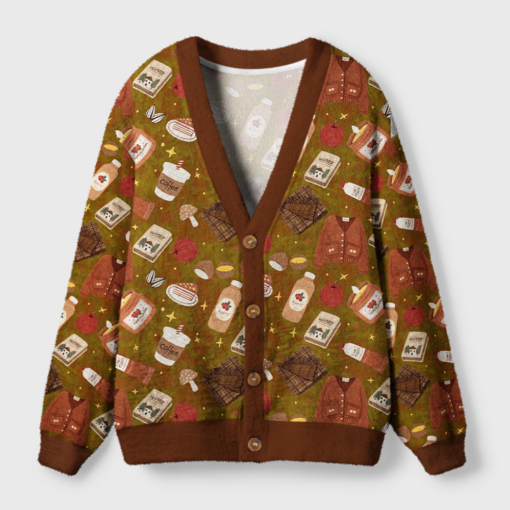 Pagewings Coffee and Books Light Knit Unisex Cardigan Sweaters