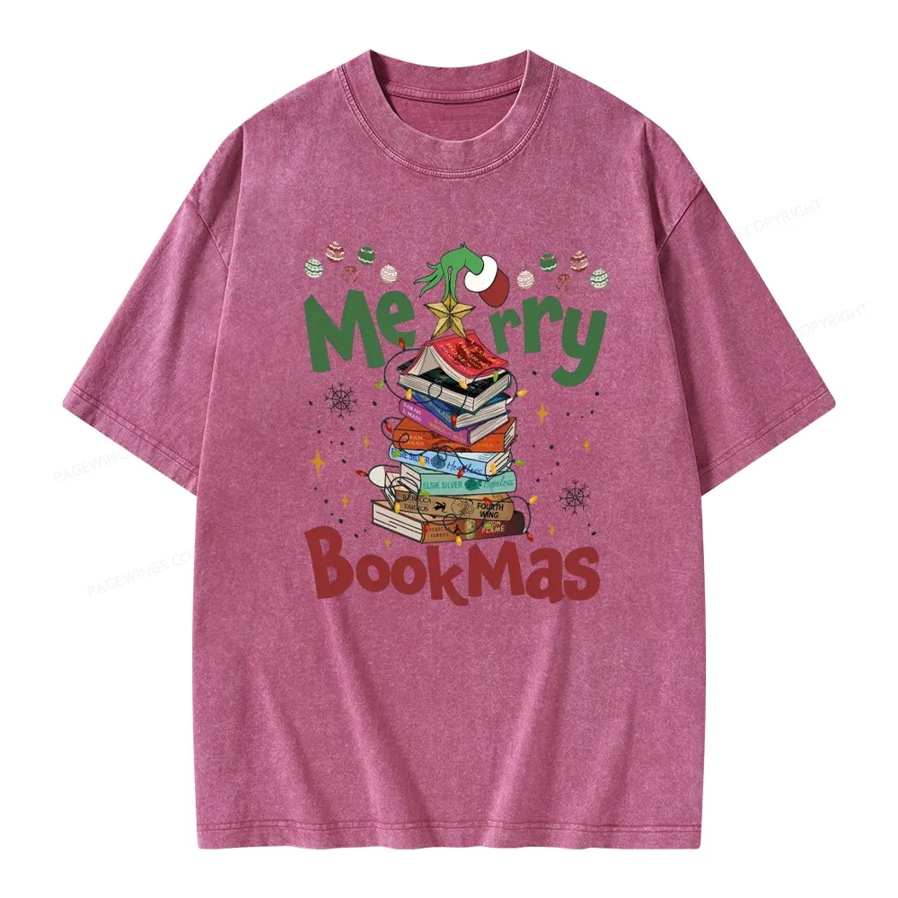 Pagewings Merry Bookmas Unisex Washed T-shirt