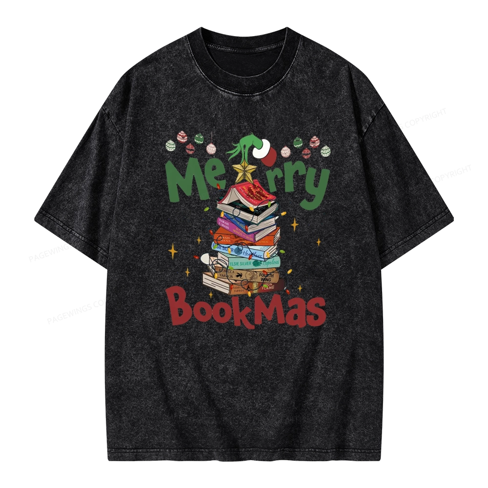 Pagewings Merry Bookmas Unisex Washed T-shirt
