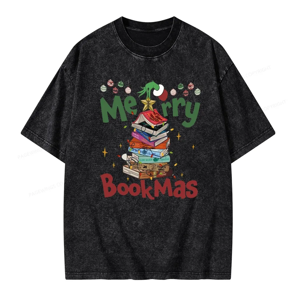Pagewings Merry Bookmas Unisex Washed T-shirt