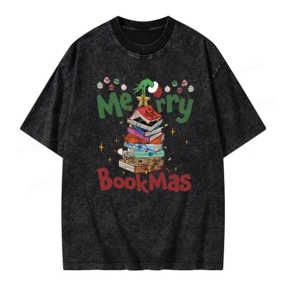 Pagewings Merry Bookmas Unisex Washed T-shirt