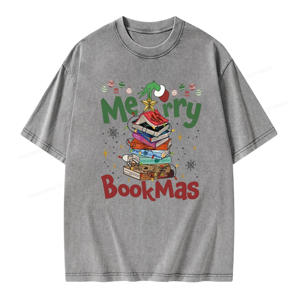 Pagewings Merry Bookmas Unisex Washed T-shirt