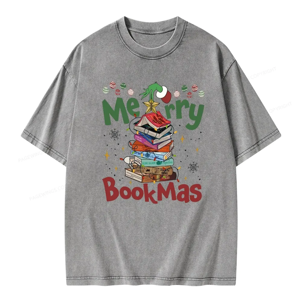 Pagewings Merry Bookmas Unisex Washed T-shirt