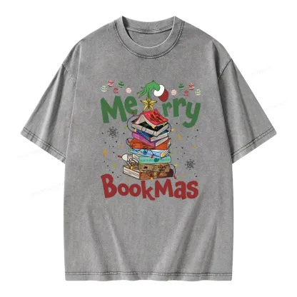 Pagewings Merry Bookmas Unisex Washed T-shirt