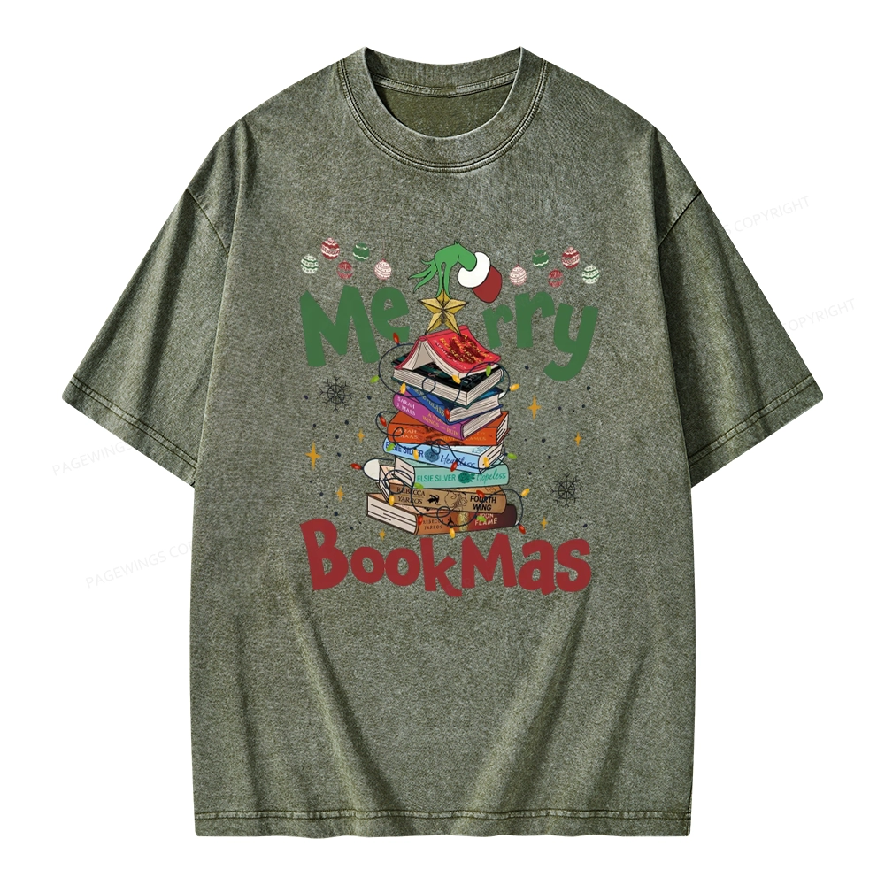 Pagewings Merry Bookmas Unisex Washed T-shirt