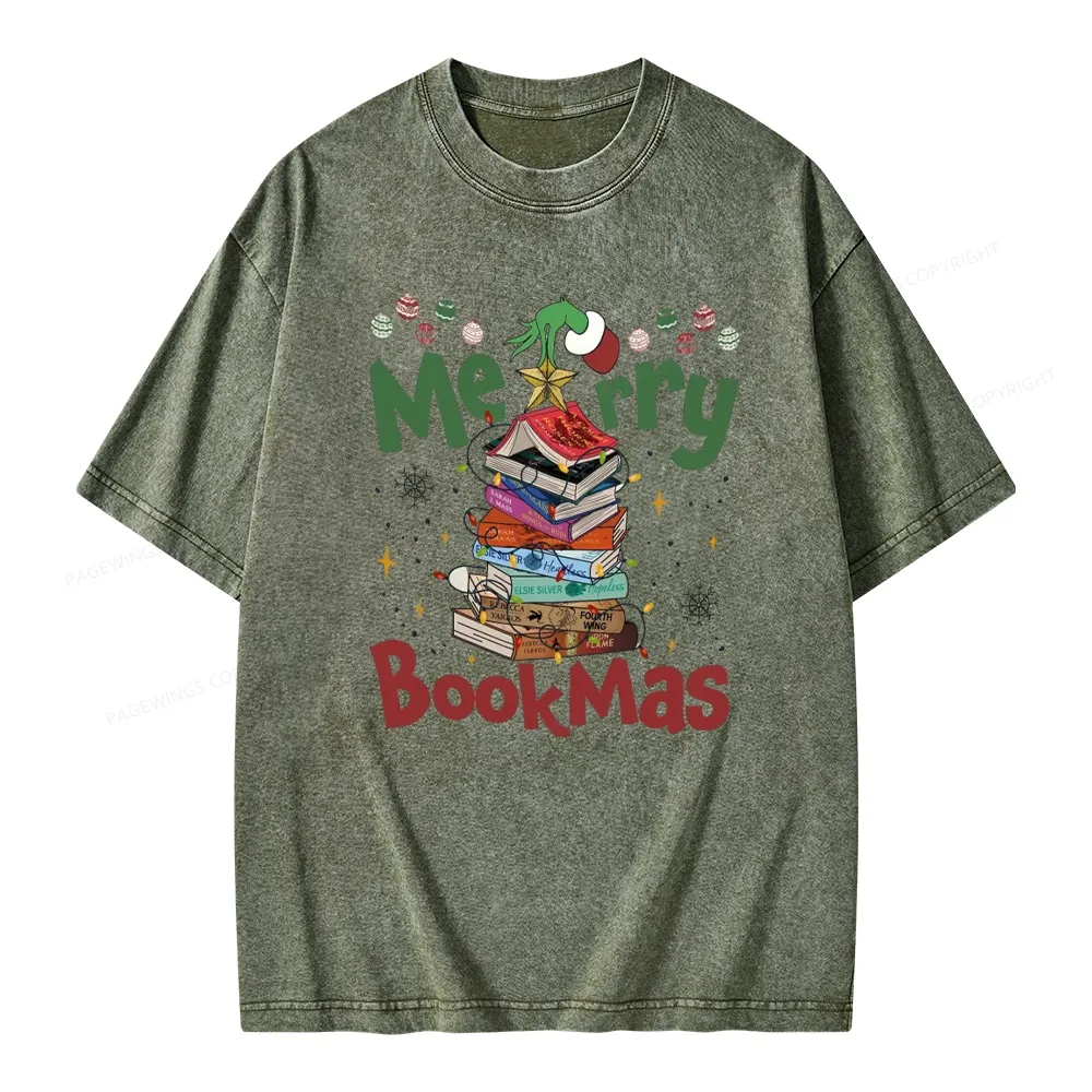 Pagewings Merry Bookmas Unisex Washed T-shirt