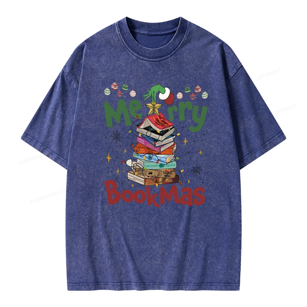 Pagewings Merry Bookmas Unisex Washed T-shirt