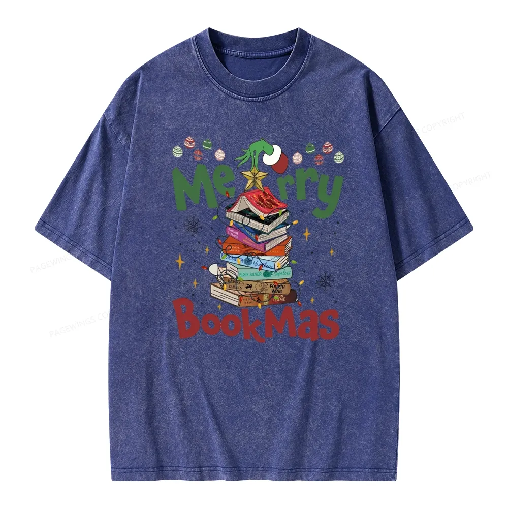 Pagewings Merry Bookmas Unisex Washed T-shirt