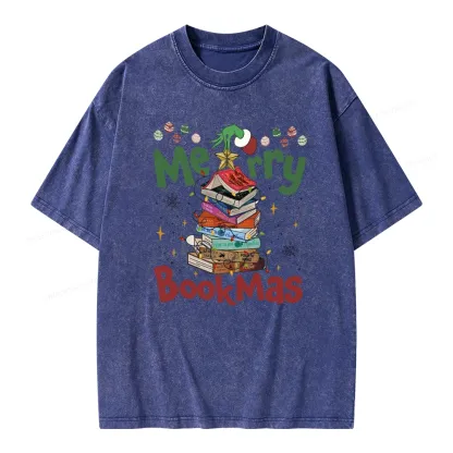 Pagewings Merry Bookmas Unisex Washed T-shirt