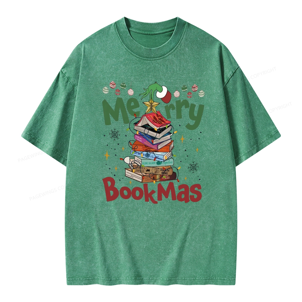 Pagewings Merry Bookmas Unisex Washed T-shirt