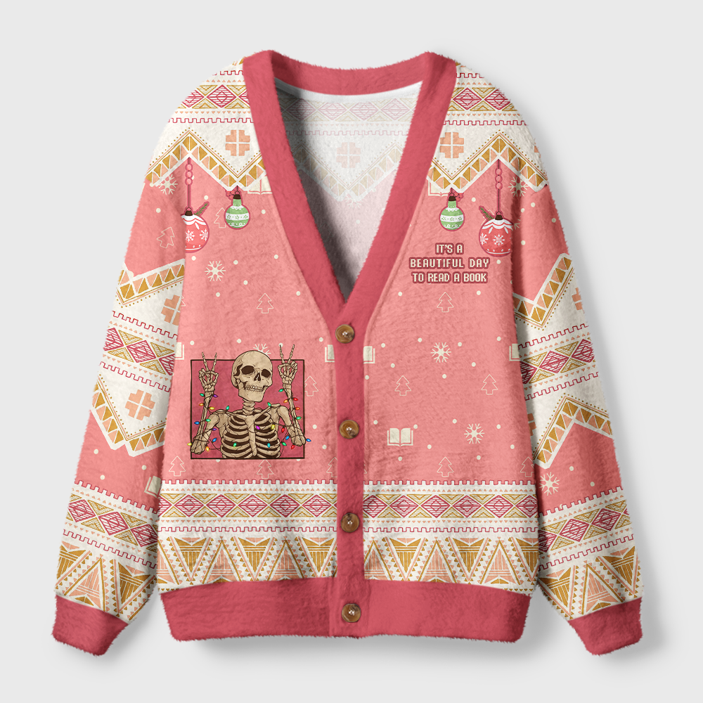 Pagewings It's A Beautiful Day To Read A Book Light Knit Unisex Cardigan Sweaters