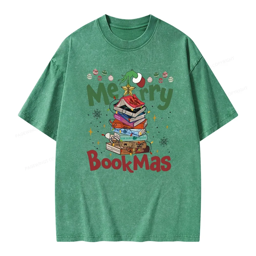 Pagewings Merry Bookmas Unisex Washed T-shirt