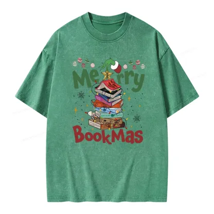 Pagewings Merry Bookmas Unisex Washed T-shirt