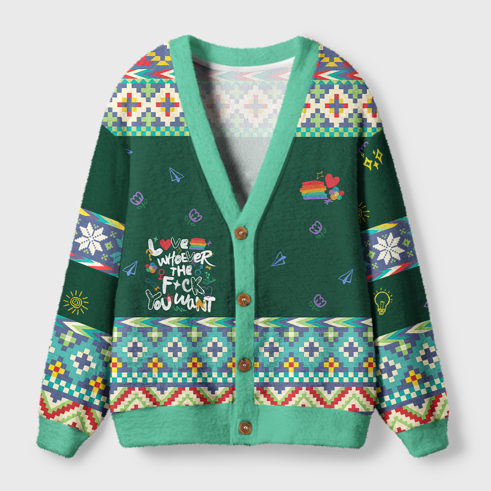 Pagewings Love Whoever The F**k You Want Light Knit Unisex Cardigan Sweaters